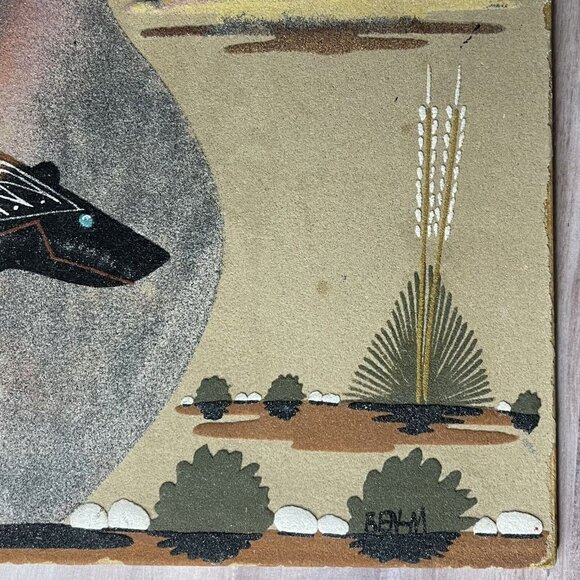 Vtg New Mexico 16” Navajo Sand Painting Wedding Vase Luck Signed Ben Matchers - Picture 6 of 16